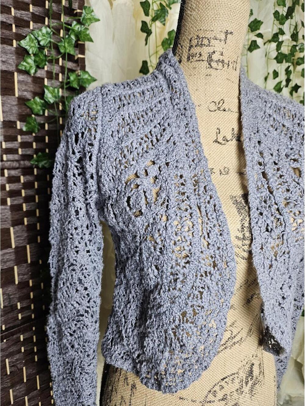 Anthropologie Angel of the North Crochet Cardigan Open Knit Cropped XS - Picture 2 of 5